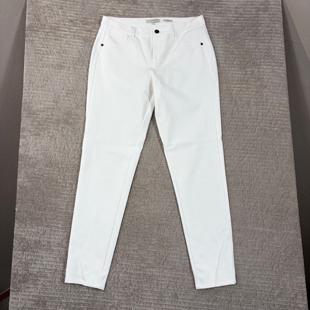 Lafayette 148‎ New York Mercer Slim Leg Pants White Tech Stretch Size 6 US